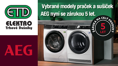 Vybrané modely praček a sušiček AEG nyní se zárukou 5 let.